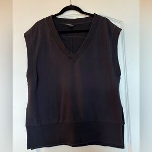 Athleta Retro Terry Black Sleeveless Sweatshirt Women's Top